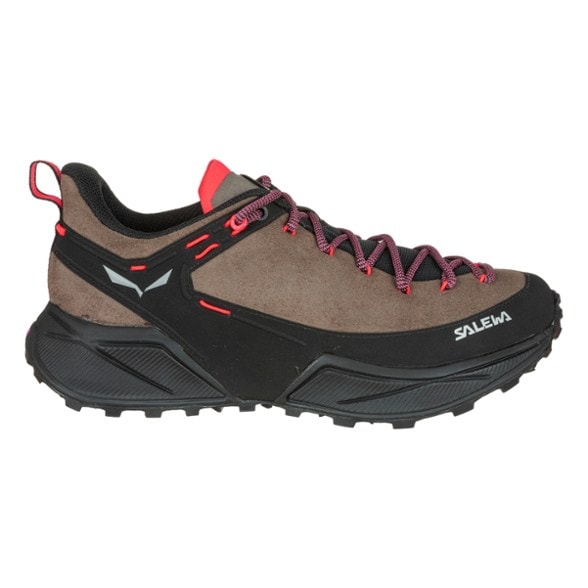 Dropline women's leather hiking shoes showcasing the robust suede upper and lace-up closure.