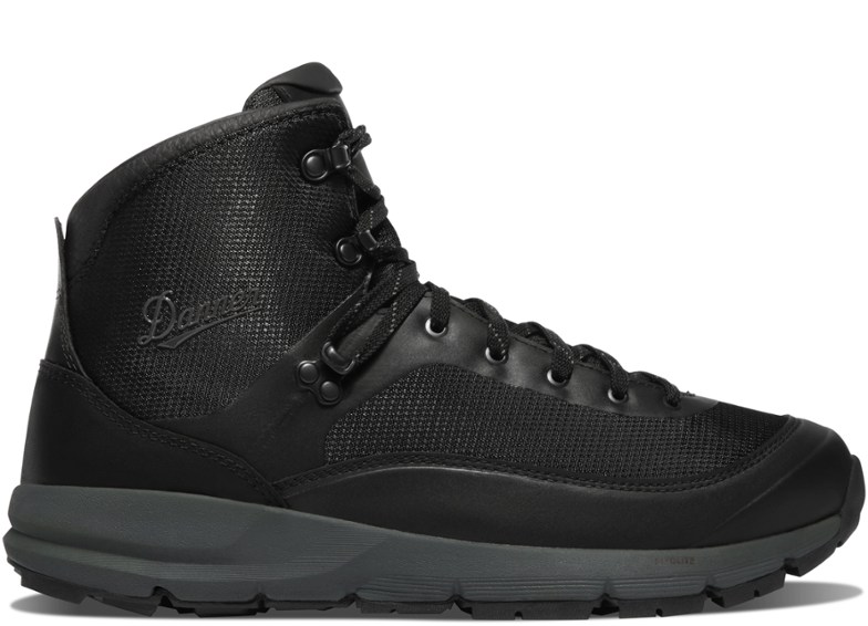 Side view of men's breathable hiking boots with leather and mesh uppers for enhanced airflow