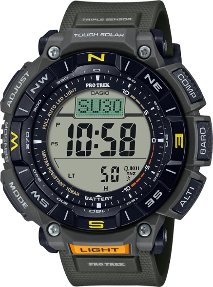 Eco-Friendly Multisport Solar Compass Watch PRG340 showcasing its digital compass and altimeter features.