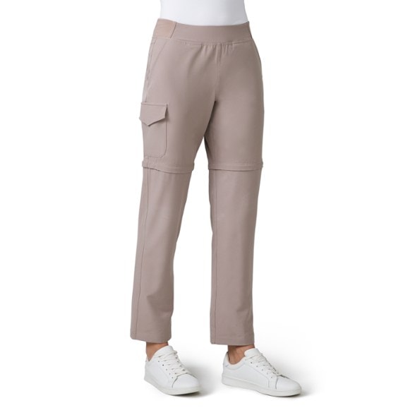Front view of women's convertible hiking pants in outdoor setting