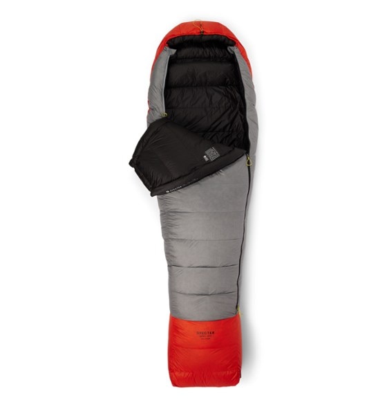 Side angle view of SummitGuard ultralight sleeping bag showing hood and footbox contour