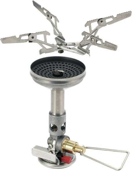 Close-up of Soto WindFlex Pro ultralight stove with 4Flex pot support, great for backpacking stove setups