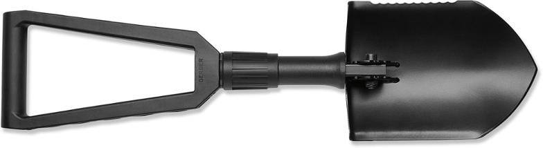 Side view of Gerber Adventure Folding Spade in use at a campsite.
