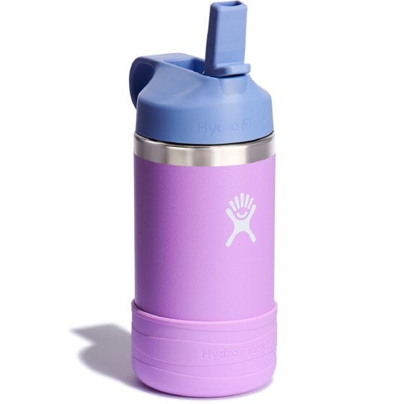 HydroPals 12oz kids water bottle in turquoise, shown upright with straw lid and boot—perfect for hydration during school or sports.