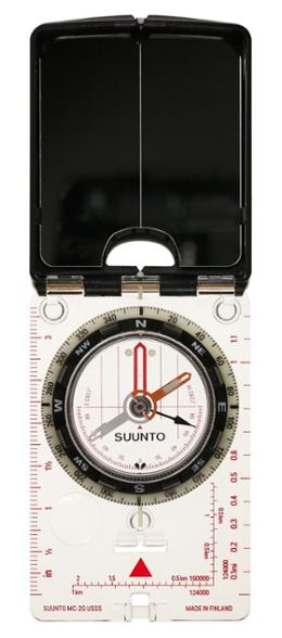 Suunto MC-2 G mirror compass showing the sighting mirror and global needle.