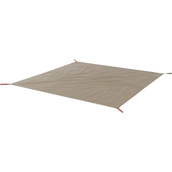 Spicer Peak 6 tent footprint laid out on the ground, showcasing its waterproof design.