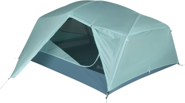 NEMO Aurora 3 Backpacking Tent interior showing vertical walls and sleeping space for three people.