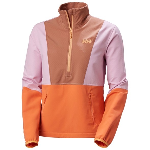 Front view of the Cascade Shield women's waterproof anorak showcasing its soft-shell design and high collar.