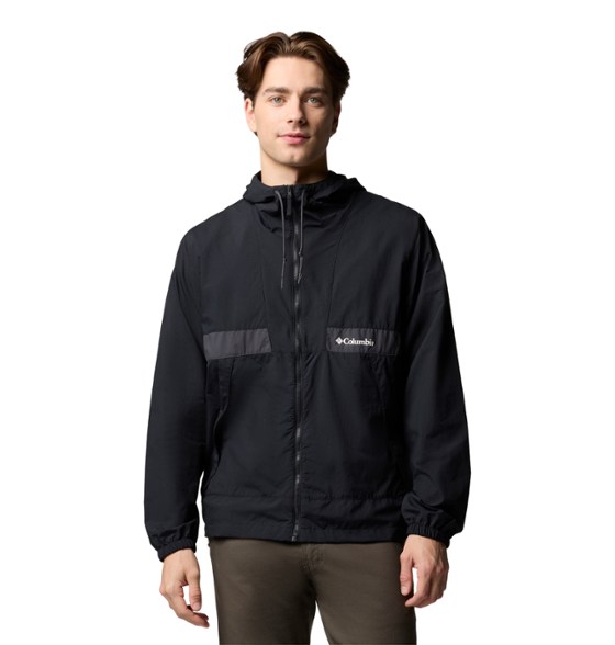 Spire Valley men's lightweight water-resistant jacket front view, ideal for hiking