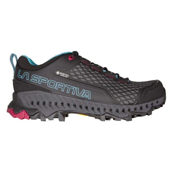 La Sportiva Women's Spire GTX Hiking Shoes side view showcasing breathable mesh and durable design.