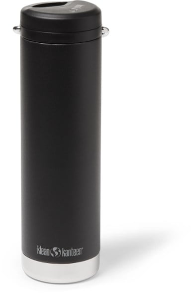 Klean Kanteen 20 oz insulated water bottle with straw lid, showing the twist cap and wide opening.