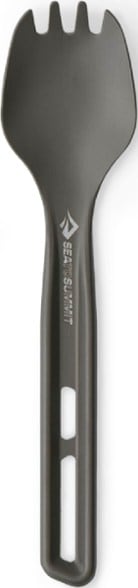 Frontier Ultralight Spork resting on a camp table with food
