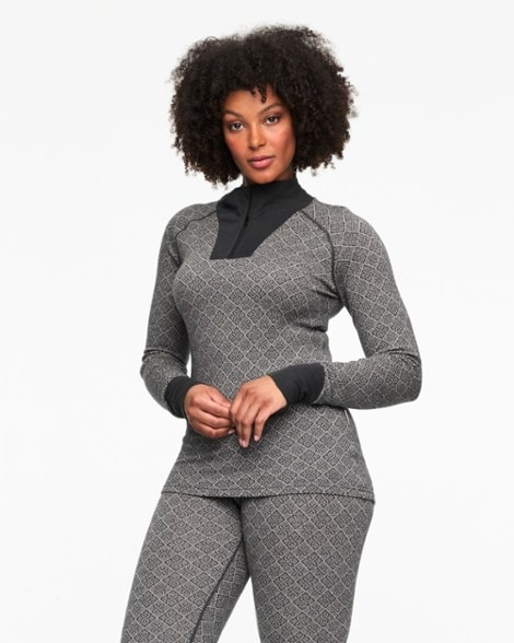 Front view of LuxeZip merino wool shirt showing half-zip and slim fit style
