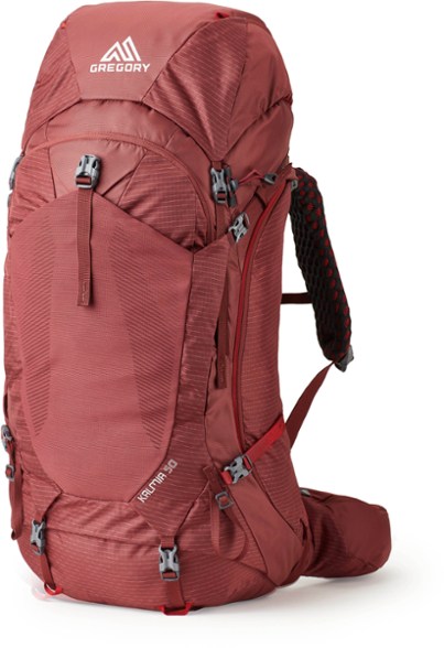 Kalmia 50L Women's Hiking Backpack showcasing adjustable straps and hydration sleeve.
