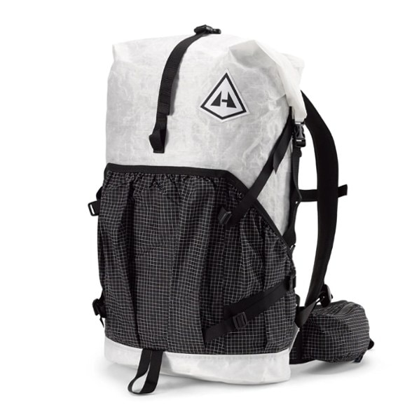 Hyperlite Mountain Gear Southwest 40L pack showcasing its waterproof design in rugged outdoor settings.