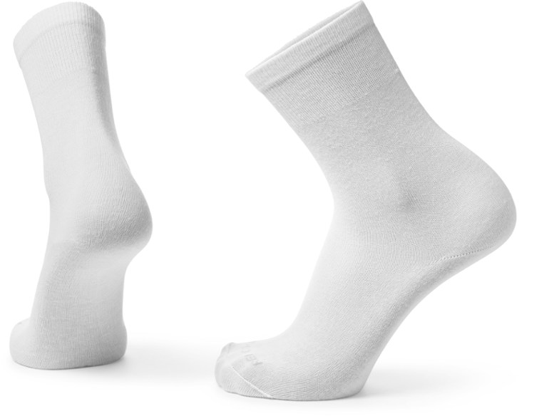 Close-up side view of EcoStride CoolMax moisture-wicking hiking socks showing breathable fabric and crew height