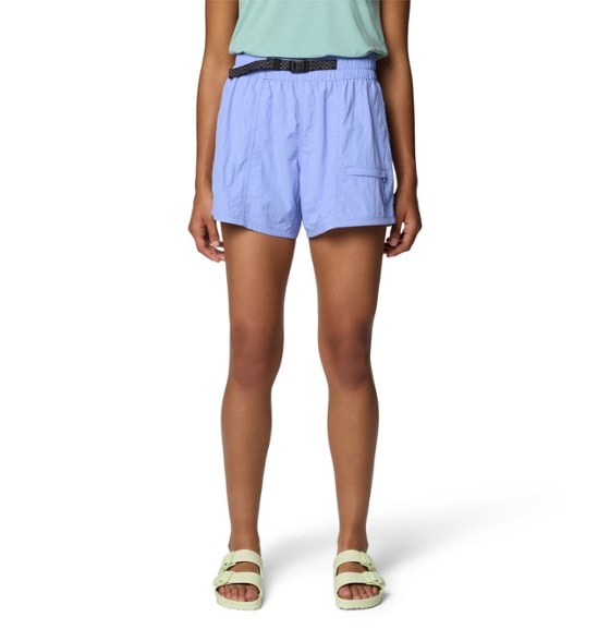 Eco-Friendly Women's Hiking Shorts with Belt from the front, showcasing their lightweight design.