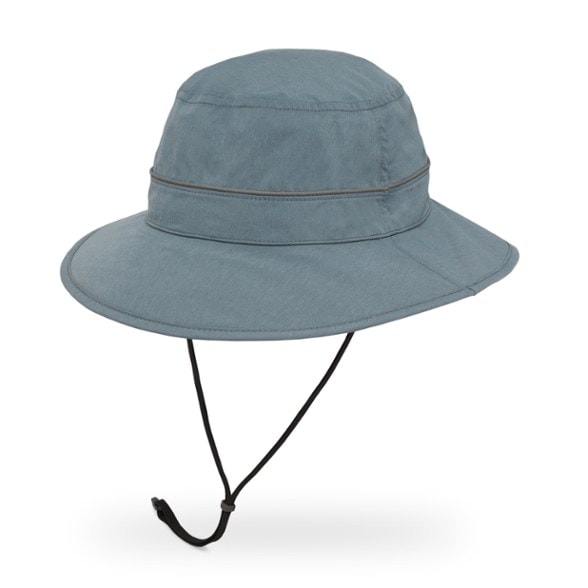Eco Storm Waterproof Bucket Hat in action during a hiking trip, showcasing its rain protection feature.