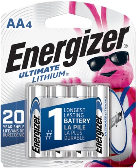 Top-angle view of Energizer Extreme lithium AA batteries with packaging – perfect for high-output devices.