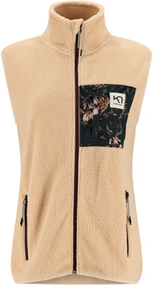 Front view of Kari Traa Rothe Women's Fleece Vest showcasing high collar and zippers.