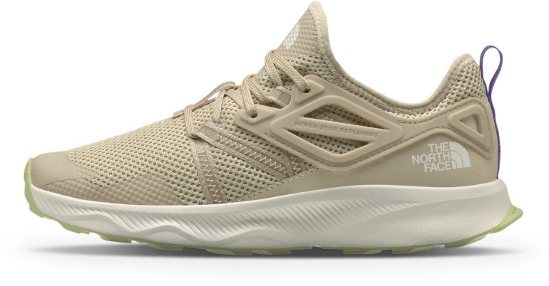 Side view of The North Face women's Oxeye hiking shoes showcasing breathable mesh and durable overlays.