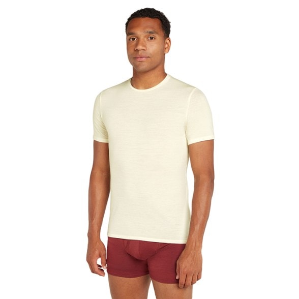 Front view of Merino Performance Crew T-Shirt showcasing its slim fit and fabric texture.