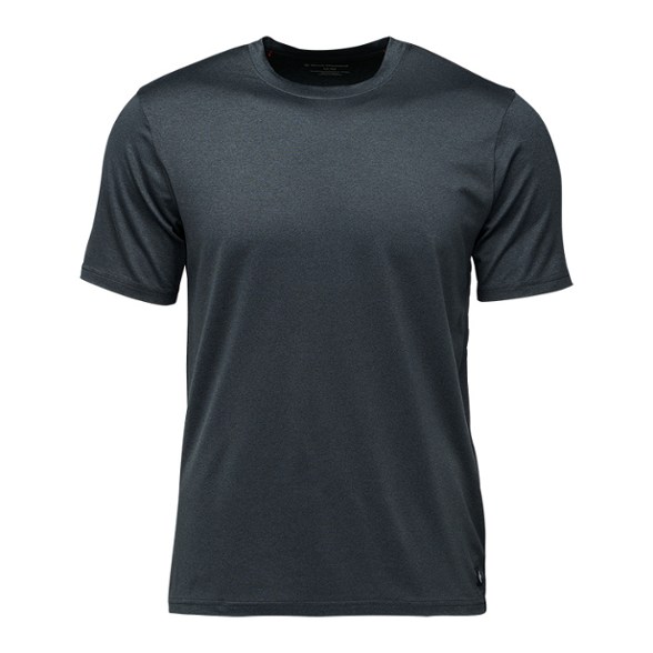 UltraComfort Men's Hiking T-Shirt shown in natural outdoor setting, highlighting moisture-wicking capabilities.