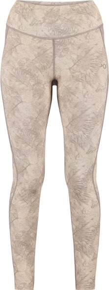 Kari Traa Fierce high-waisted base layer pants in marbled design, showcasing the wide waistband and stretch fabric.