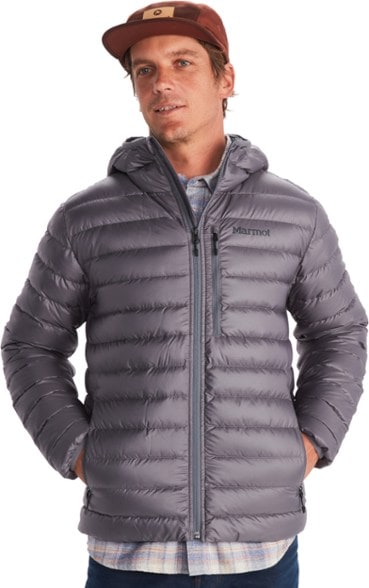 Front view of Highlander Eco-Friendly Down Jacket for Men, showcasing its sleek design.