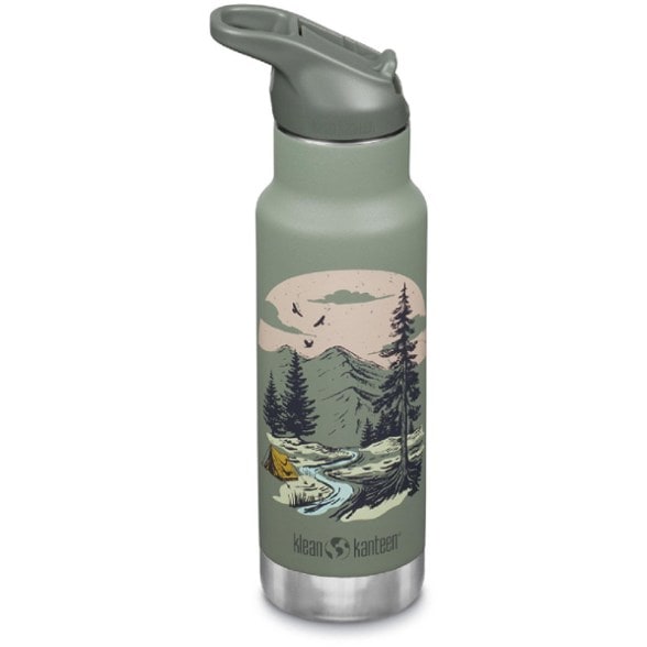 Kleen Kanteen Kids Insulated Water Bottle showing the Flip Seal Cap from a side angle.