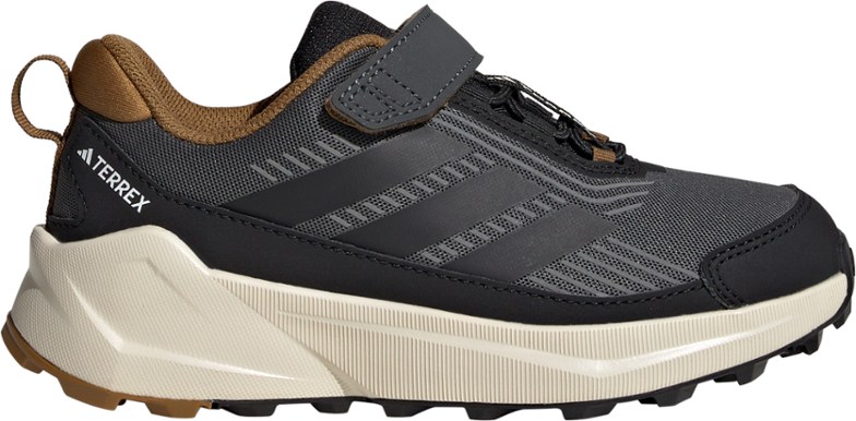 Adidas Terrex Trailmaker 2 hiking shoes for kids, showing the side view with vibrant colors and reflective details.