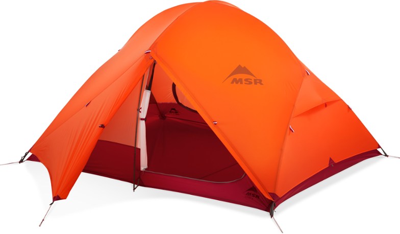 MSR Access 3 tent pitched against a snowy backdrop, highlighting its winter-ready features.