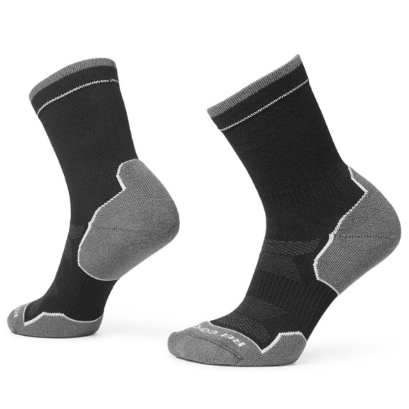 Side view of eco-friendly socks showing breathable COOLMAX EcoMade fabric and lightweight cushioning