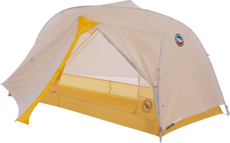 Side view of Tiger Wall UL1 ultralight tent showing single-pole setup and compact design for solo backpackers
