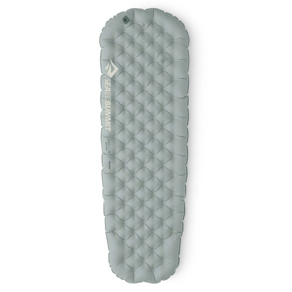 Side view of Ether Light XR insulated sleeping pad showing its thickness and compact design, perfect for outdoor adventures.
