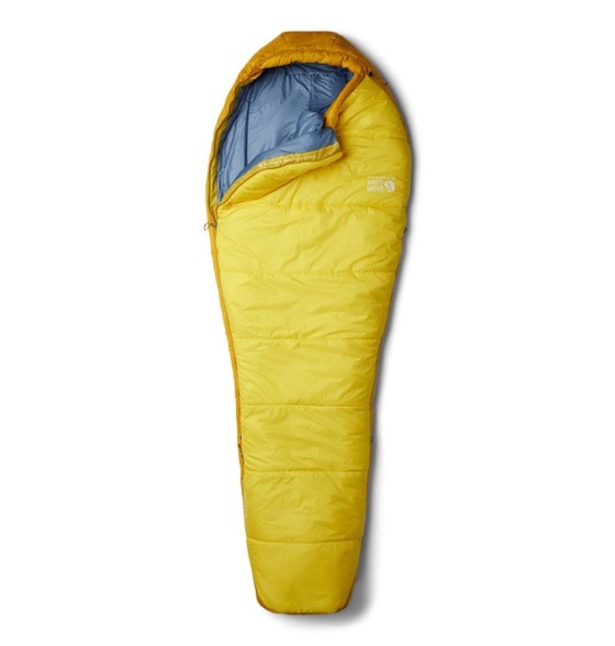 Mountain Hardwear Women's Shasta 0° sleeping bag zipped up for outdoor use.