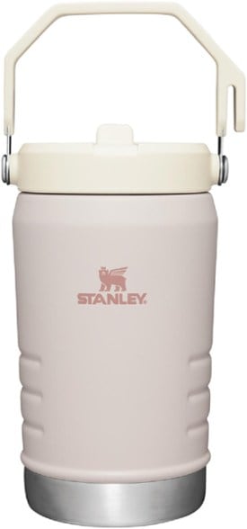 Front angle of the Stanley SportFlow insulated water jug with flip straw lid outdoors on a bench