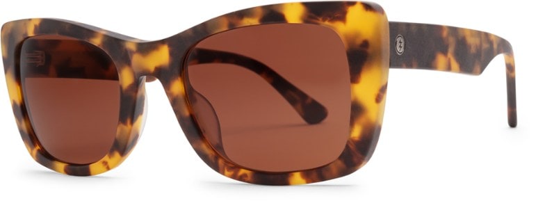 Electric Portofino polarized sunglasses showcasing a stylish design against a beach backdrop.