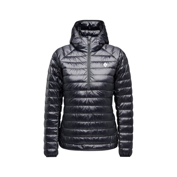 Black Diamond Ultralight Down Hoodie showing front view, perfect for outdoor adventures.