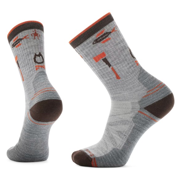 TrailReady light cushion crew socks shown on rocky terrain while hiking.