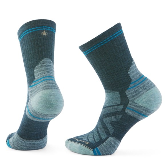 Close-up of TrailComfort Merino Mid Crew sock showing reinforced heel and seamless toe for hiking comfort