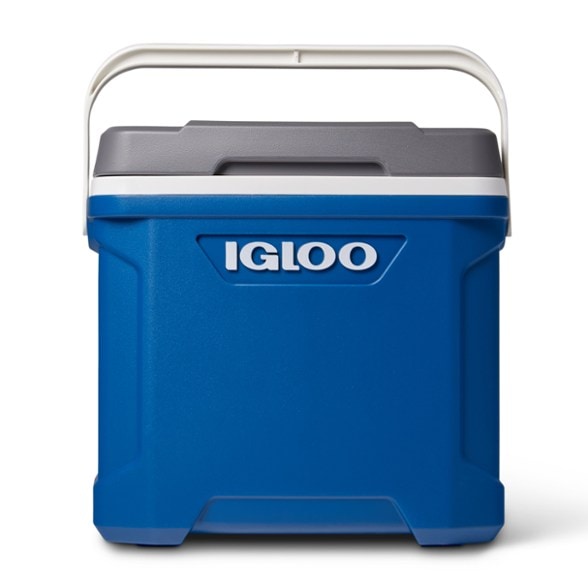 Latitude 30 cooler with drinks inside, perfect for camping trips.