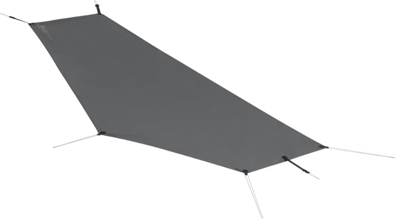 Close-up of ultralight tent footprint fabric showing abrasion-resistant texture and Hypalon attachment points