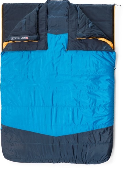 Dolomite Duo double sleeping bag laid out flat showing spacious rectangular shape and durable shell
