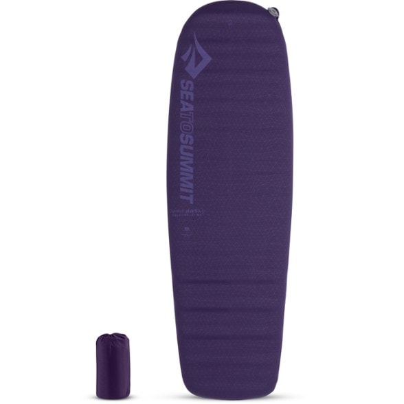 Comfort Plus Women's Self-Inflating Sleeping Pad showing its luxurious fabric and valve system from above.