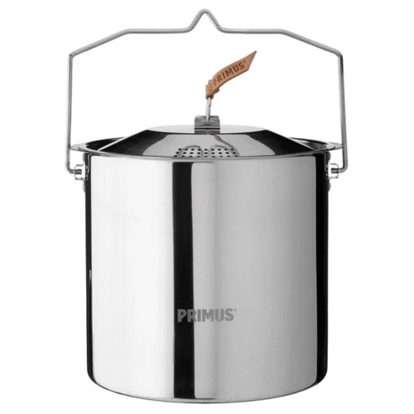 Primus 5L campfire pot with an open flame in the background