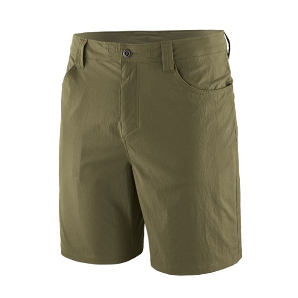 Front view of men's comfortable hiking shorts for summer in durable recycled fabric