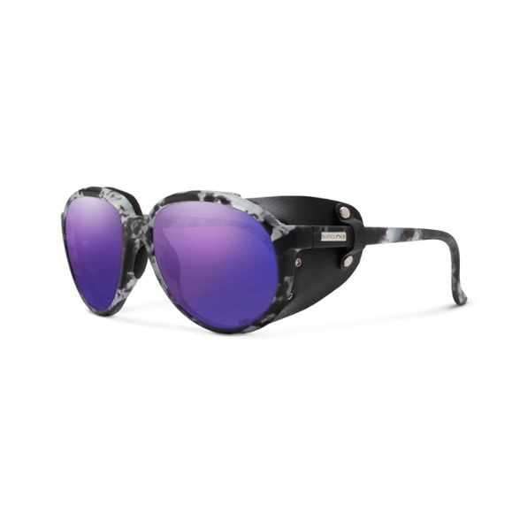 Front view of Glacier Active Polarized Sunglasses showcasing the polarized purple mirror lenses.