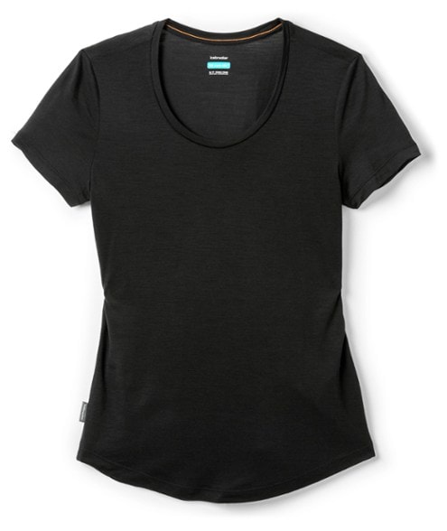 Breezy Merino Blend Women's T-Shirt in a scenic outdoor setting, highlighting its breathable fabric.