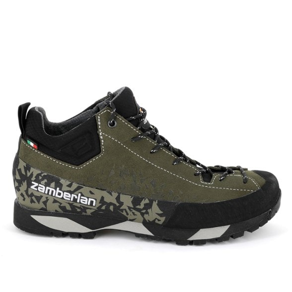 Side view of Zamberlan Salathe GTX showing waterproof suede upper and full rubber rand